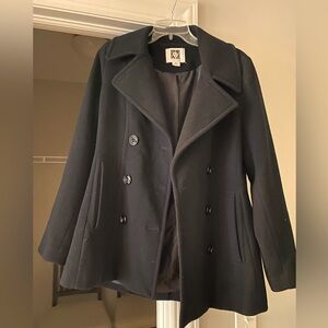 Anne Klein, Black Pea Coat, Size Medium
